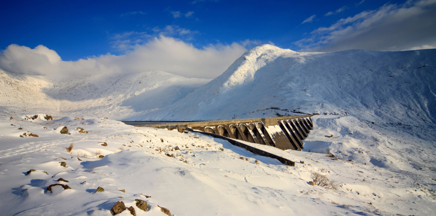 Cruachan dam in the snow